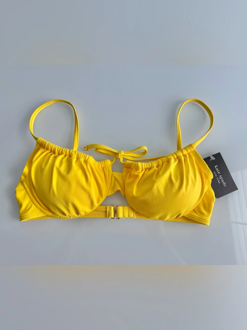 kate spade new york Women's Yellow Cinch Front Underwire Bikini Top Size Large